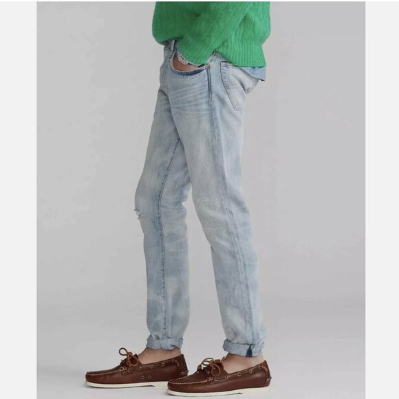 Polo Ralph Lauren The Varick Slim Straight Distressed Sun Faded Jeans - Picture 3 of 6